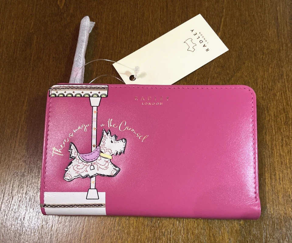 Radley London MAGIC CAROUSEL Medium Leather Bifold Wallet Bright Pink