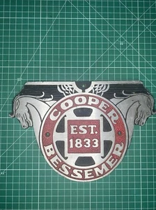Vintage Cooper Bessemer Engine Emblem - Flying Jackasses - 11-5/8” X 8-3/8” - Picture 1 of 7