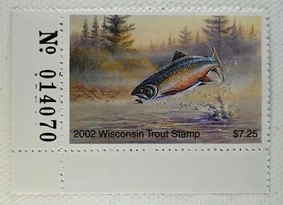 US WISCONSON TROUT STAMP MNH, 2002 - Image 1 of 2
