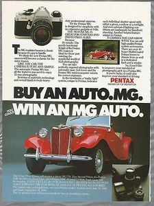 1982 PENTAX advertisement, buy a Pentax MG camera win a MG car - Foto 1 di 3