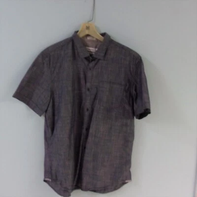 Men's Calvin Klein Button Shirt. Size L. Blue Denim Look. Pocket. Short Sleeve  - Image 1 of 4