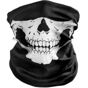 Black Skeleton Ghost Skull Scarf Seamless Multifunction White Face Masks - Picture 1 of 3