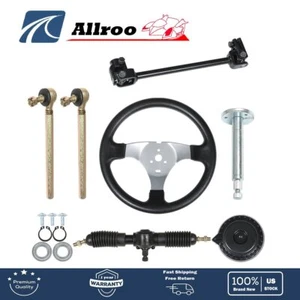 For 110cc Go Kart Cart Steering Wheel Kit Gear Rack Pinion Adjustable Shaft Set - Picture 1 of 7
