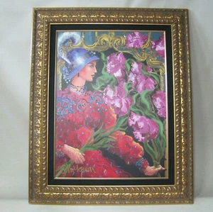 OTTO AGUIAR LADY IN RED GICLÉE ON CANVAS 239/245 HAND EMBELLISHED SIGNED FRAMED - Picture 1 of 21