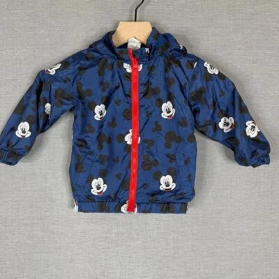 Chaqueta cortavientos Disney Mickey Mouse para niños pequeños talla 24M orejas de ratón azules cremallera completa Foto 1 de 4