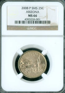 2008 P ARIZONA STATE QUARTER NGC MS66 SMS * - Picture 1 of 2