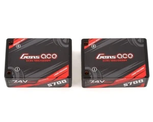 Gens Ace 5700mAh 7.4V 60C 2S HardCase Lipo Battery Pack With 4.0mm Bullet - Picture 1 of 7