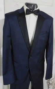 HUGO BOSS SUPER 120'S SIZE 40R NAVY 2 BUTTON WOOL TUXEDO - Picture 1 of 8