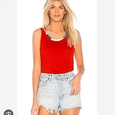 Camiseta sin mangas Splendid x MARGHERITA para mujer Ciao Bella de lino rojo talla pequeña Foto 1 de 4
