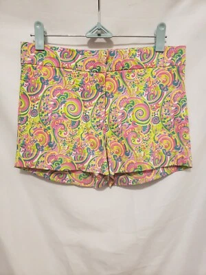 Pantalones Cortos Chinos Lauren Dorado Talla 0 Amarillo Rosa Paisley tiro Medio Foto 1 de 4