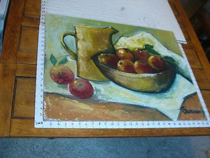 Original ROSE SUSLOVICH ART: APPLES WITH JUG, 22x28", Signed, on masonite - Picture 1 of 5