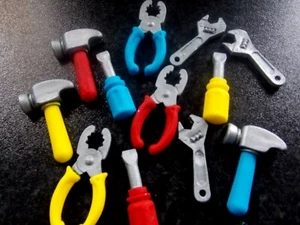12 Edible fondant tools/hammer/pliers/wrench/screwdriver cake and cupcake topper - Picture 1 of 4