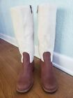 Ugg Chrystie Brown Leather Sheepskin Shearling Tall Riding Boots Womens 6