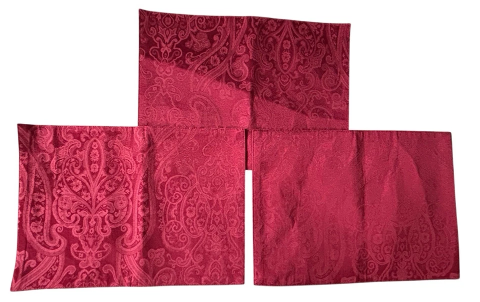 Juego de 3 manteles individuales Ralph Lauren Home pura sangre cachemira doma rojo 13" x 18" Foto 1 de 3