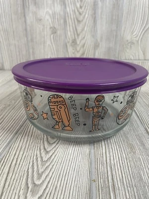 Pyrex Star Wars Cuenco de Almacenamiento de Vidrio con Tapa Decorado 24 Droides R2D2 C3P0 BB-8 EE. UU. Foto 1 de 4