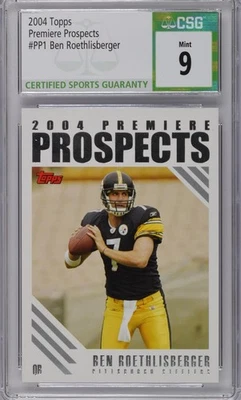 2004 Topps #PP1 Ben Roethlisberger Premiere Prospects RC CSG 9 MINT - Image 1 of 2