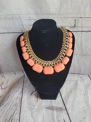 Collar Grueso Vintage Tono Dorado Coral Naranja Cuentas  Foto 1 de 4