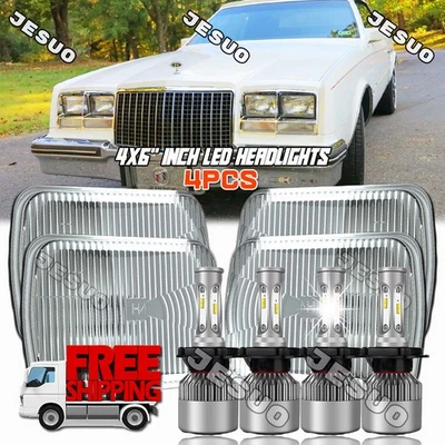 4PCS 4x6" LED Headlights Hi-Lo H4 Fit Buick Riviera 1977 1978 1979 1980-1985 DOT Foto 1 de 4