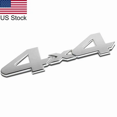 1pc 6'' Chrome 4x4 Emblem Rear Trunk Bed Side Badge Sticker For Pickup Truck Etc - Image 1 of 4