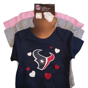 NFL Houston Texans 3/6 Monate Baby Mädchen 3-teiliges Creeper Set passt 3 - 6 Monaten - Bild 1 von 13