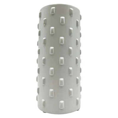 Jarrón para flores Bergamo Art de 10 pulgadas de alto de cerámica blanca Foto 1 de 4