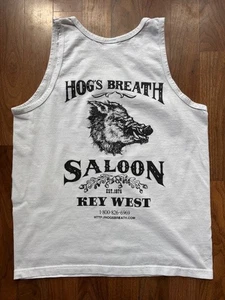 HOGS BREATH SALOON Tank Top White SML Key West Florida Better than No Breath VTG - Picture 1 of 8