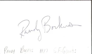 Randy Bockus San Francisco Giants Detroit Tigers Pitcher Autographed 3x5 Card - Picture 1 of 1