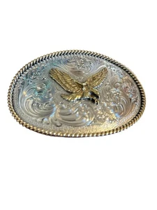 Vintage Montana Silberschmiede fliegender Adler Western Gürtelschnalle Sterlingsilber Pl - Bild 1 von 10