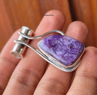 Colgante Charoite Siberiano Plata de Ley 925 Hecho a Mano Joyería Artículo de Regalo PG460 Foto 1 de 3