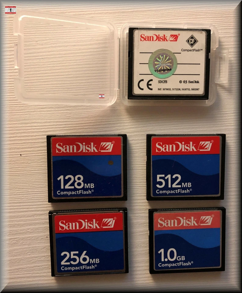 SanDisk Compact Flash CF-Card  128 256 512 MB 1 2 4GB SDCFB/SDCFJ m. Schutzhülle - Bild 1 von 1