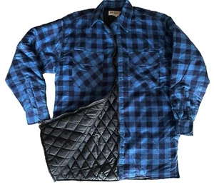 WILDERNESS Herren Jacke Reißverschluss blau schwer gesteppt gefüttert Flanell kariert Vintage 90er M - Bild 1 von 9