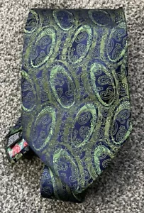 Cravatta uomo Paul Smith 100% seta verde paisley made in England 3,75" larghezza 55" lunga - Foto 1 di 3