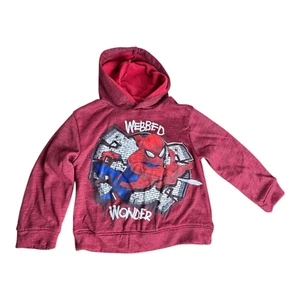 Spider-Man “Webbed Wonder” Toddler Boys Hoodie Pullover ,Red Sweatshirt Sz 4-5T - Picture 1 of 2