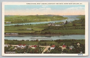Three States - West Virginia, Kentucky, Ohio escena de Ashland KY postal - Imagen 1 de 2