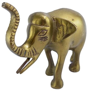 VTG Brass Elephant Figurine Statue Trunk Up Handmade in India Elephant Figurine - Picture 1 of 8