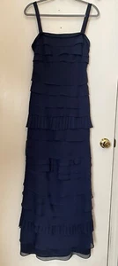 White by Vera Wang Navy Blue Pleated/Ruffle Bridesmaid Dress- 12 - Picture 1 of 7