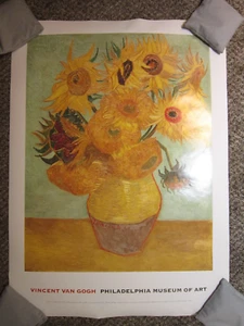 Poster "SUNFLOWERS" VINCENT VAN GOGH 1997 Philadelphia Museum of Art 26 x 35.5 - Picture 1 of 11