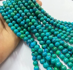 "Cuentas de turquesa africana 15"" hilo - cuentas de piedras preciosas redondas lisas para joyería" - Imagen 1 de 10