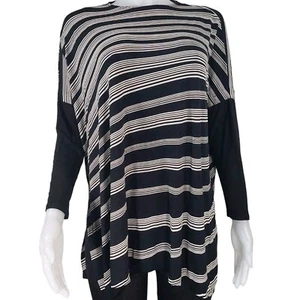 Top túnica Jill de gran tamaño para mujer talla S negro blanco camisa a rayas manga Dolman  - Imagen 1 de 14