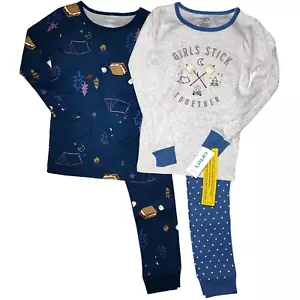 Carter's Sz 8 Pajama 4pc Lot Girls Stick Together Smores Camping Cotton NWT - Picture 1 of 4