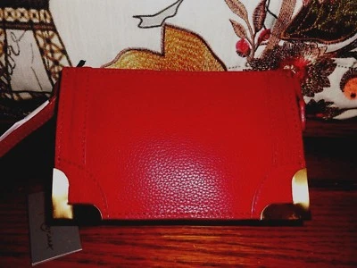 Cartera Muñequera Foley & Corinna Enmarcada Cuero Texturizado Rojo Nueva con Etiquetas Precio de venta sugerido por el fabricante $95 REDUCIDO Foto 1 de 4