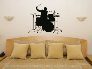 Schlagzeug Player Musik Studio Beat Melodie Wandbild Aufkleber Sticker Bild Dekorieren - Bild 1 von 4