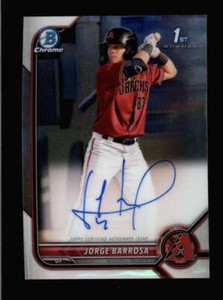 JORGE BARROSA 2022 BOWMAN CHROME BASE ON CARD ROOKIE AUTOGRAPH AUTO RC BC6939