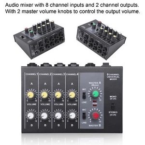8 Channel Mono Audio Mixer Sound Mixing Console Portable Design For Live Perform - Picture 1 of 22