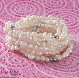 Silpada GODDESS 7 Fresh Water Pearl Stretch Bracelets 925 Sterling Silver B1601 - Picture 1 of 12