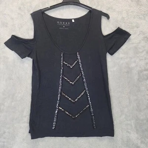 Guess Los Angeles womans top size M black in color in good pre-owned condition. - Picture 1 of 5