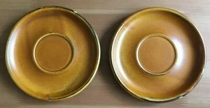 RETRO WAECHTERSBACH GERMANY RUSTIC BROWN POTTERY - 2 x SAUCERS (15.5cm) - Picture 1 of 3