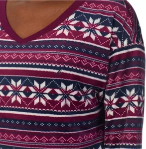 Pigiama donna Nautica morbido pigiama top manica lunga bianco bordeaux tg. Piccolo nuovo con etichetta - Foto 1 di 6