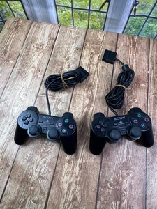 2 Sony PlayStation 2 PS2 DualShock 2 Analog Black Controller SCPH-10010 - Picture 1 of 11