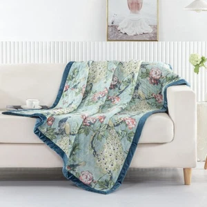 Greenland Home Pavona Enchanted Garden Quilted Throw, 50x60-inch, Jade - Picture 1 of 6